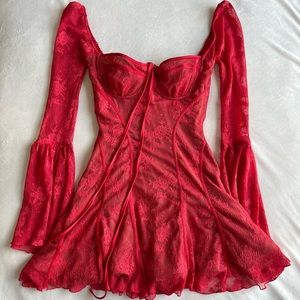 House of CB Red Lace Mini Dress
